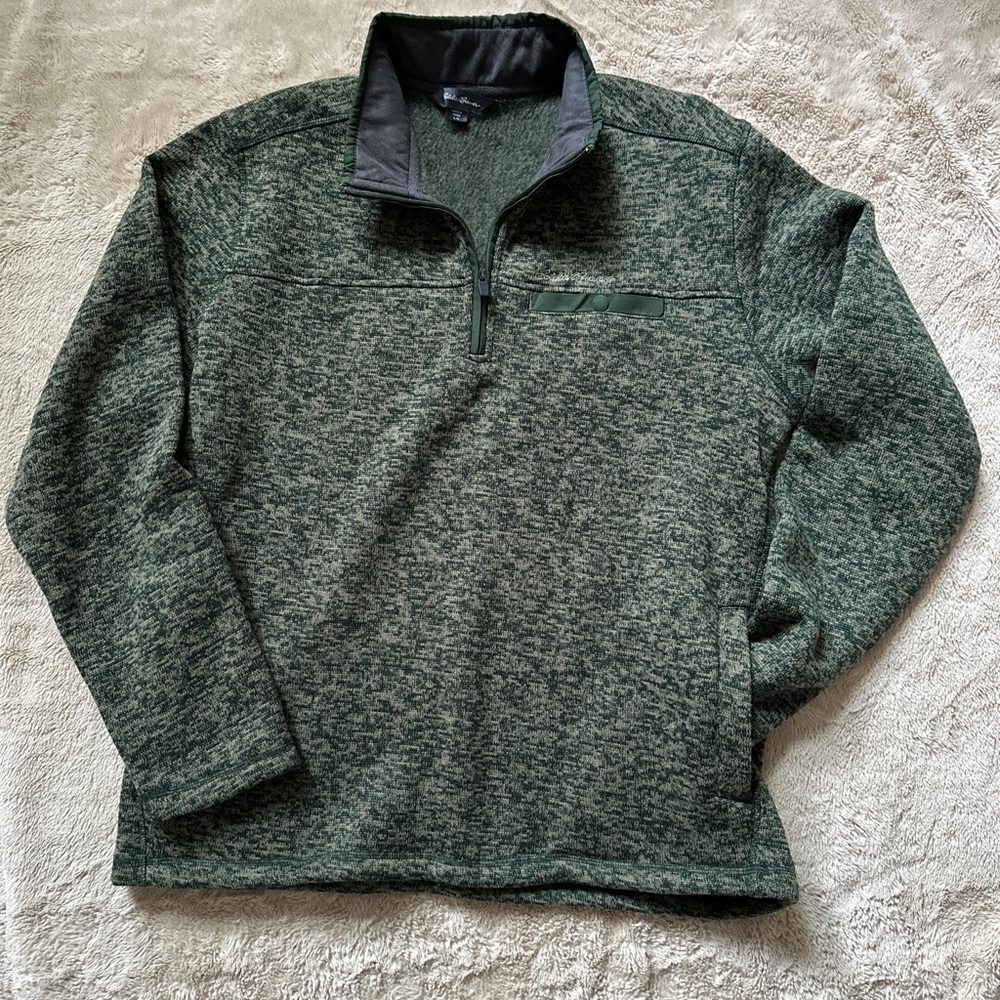 Men's Quarter-Zip Fleece Sweater in Heathered Green